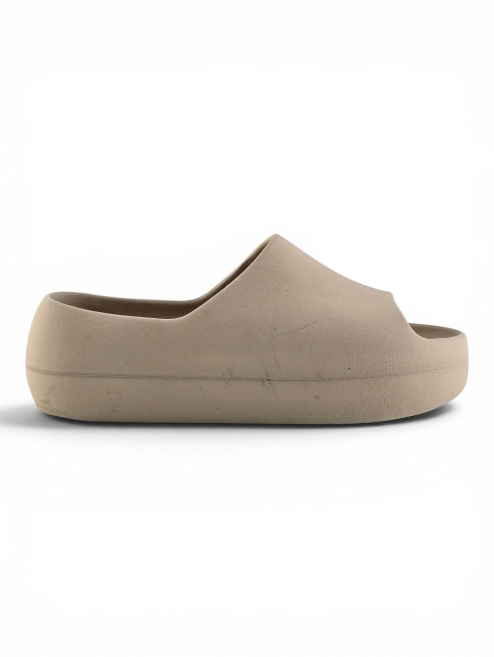 Cushionaire Women Beige Chunky Foam Platform Slide Sandals 6